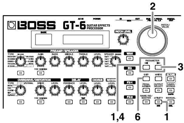BOSS GT-6 - Réglage de la carte des program changes - 1
