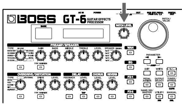 BOSS GT-6 - Réglage rapide du volume de PATCH (pot. PATCH LEVEL) - 1