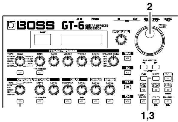 BOSS GT-6 - Sauvegarde sur un patch utilisateur (write) - 1