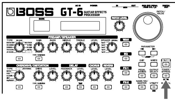 BOSS GT-6 - Activer la fonction tuner/bypass - 1