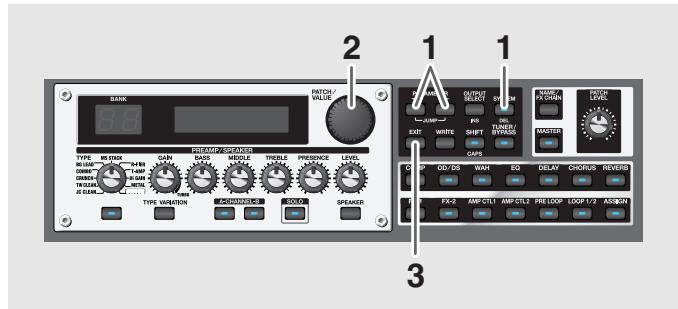 BOSS GT-PRO - Indicateur du niveau du signal d'effet (meter) - 1
