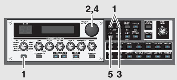 BOSS GT-PRO - Changement du canal a ou b du préampli selon le volume de la guitare - 1