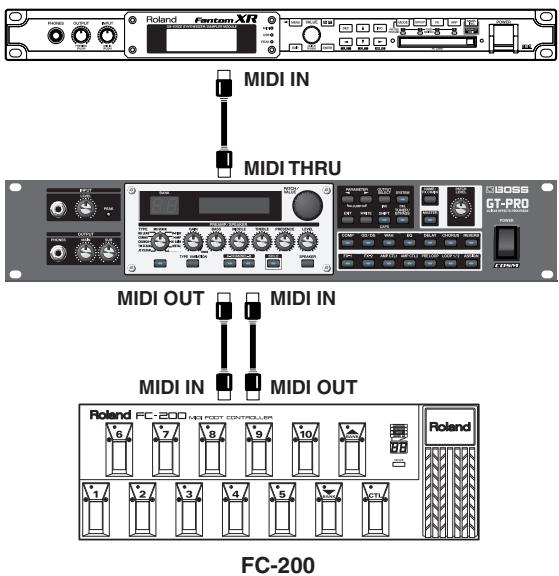 BOSS GT-PRO - Connexion d'un appareil MIDI en mode FC-200 - 1