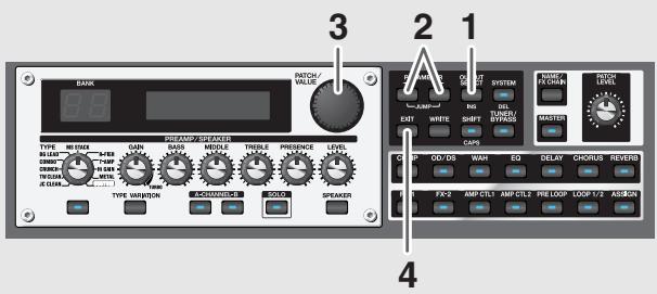BOSS GT-PRO - Sélectionner la destination de la sortie SUB OUT (SUB output select) - 1