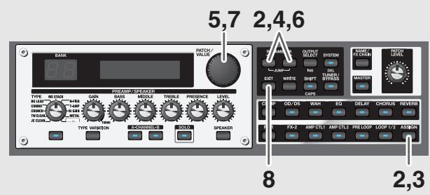 BOSS GT-PRO - Utiliser le volume de la guitare pour modifier des paramètres d'effets (assign source) - 1