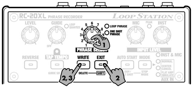BOSS LOOP STATION RC-20XL - Suppression d'une phrase sauvegardée (delete) - 1