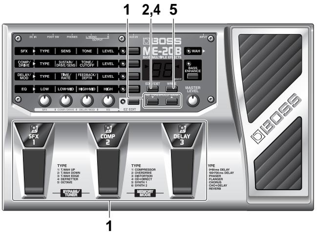 BOSS ME-20B - Modifier les patches (mode patch edit) - 1