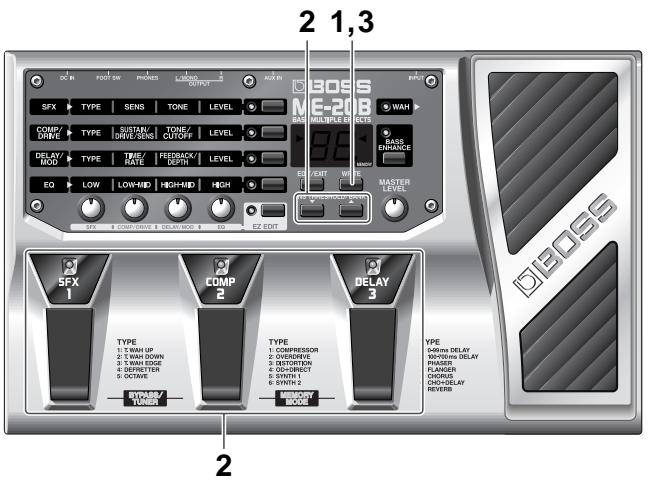 BOSS ME-20B - Sauvegarde de sonorités (write) - 1