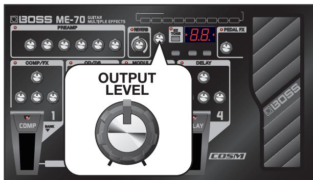 BOSS ME-70 - Ajuste o botão OUTPUT LEVEL. - 1