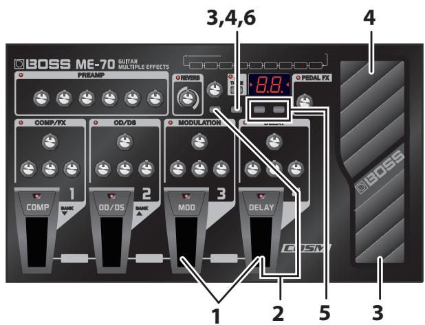 BOSS ME-70 - Anpassen des Expression-Pedals - 1