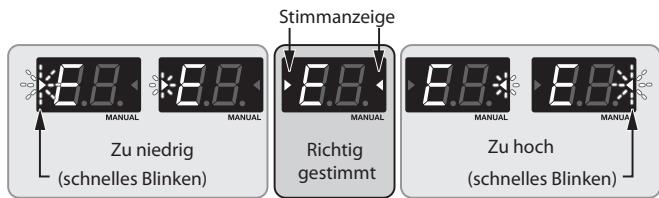 BOSS ME-70 - Stimmen Sie das Instrument, bis die gewünschte Tonhöhe angezeigt wird und beiden Pfeile der Richtanzeige leuchten. - 1