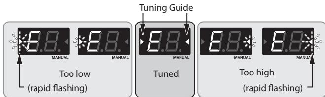 BOSS ME-70 - Tune so that the desired pitch is displayed and both tuning guide indicators light up. - 1