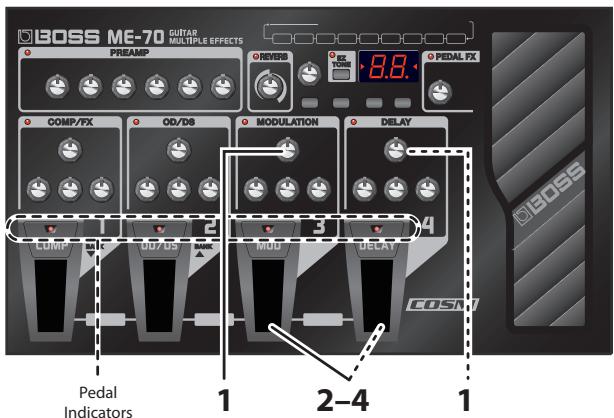 BOSS ME-70 - Setting Modulation Speed and Delay Time Using the Pedals - 1