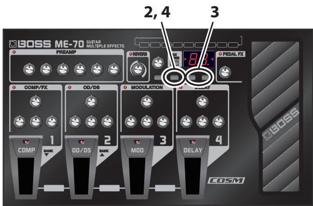 BOSS ME-70 - Ändern der Sound-Einstellungen (Memory-Edit-Modus) - 1