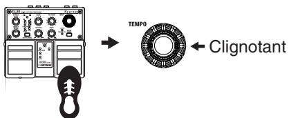 BOSS SL-20 - Définition du tempo par pressions successives sur la pédale TAP - 1