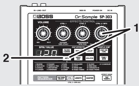 BOSS SP-303 - Sélection d'un effet de la catégorie MFX - 1
