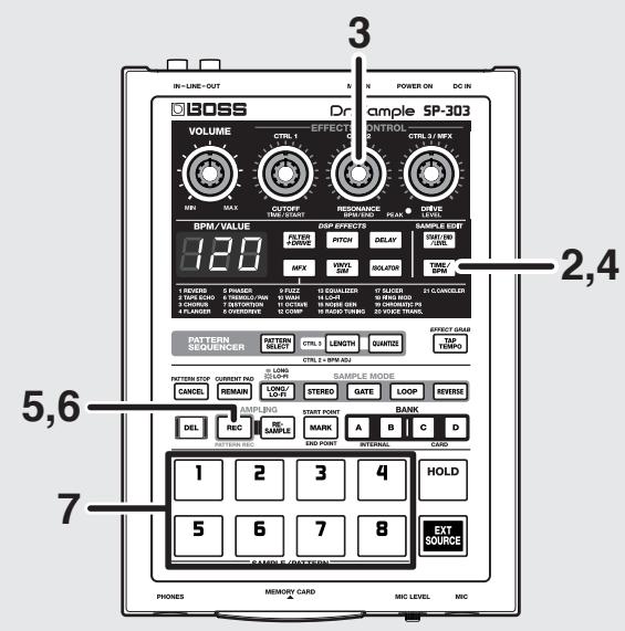 BOSS SP-303 - Sampling avec tempo spécifique préalablement - 1