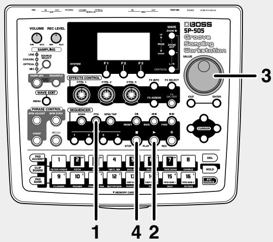 BOSS SP-505 - Écoute des patterns préenregistrés (preset) - 1