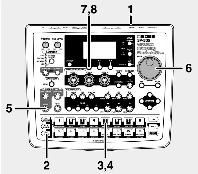 BOSS SP-505 - Affectation des différentes parties d'un sample à différents pads (chop) - 2