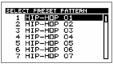 BOSS SP-505 - Choix et lecture des patterns à partir de la liste - 1