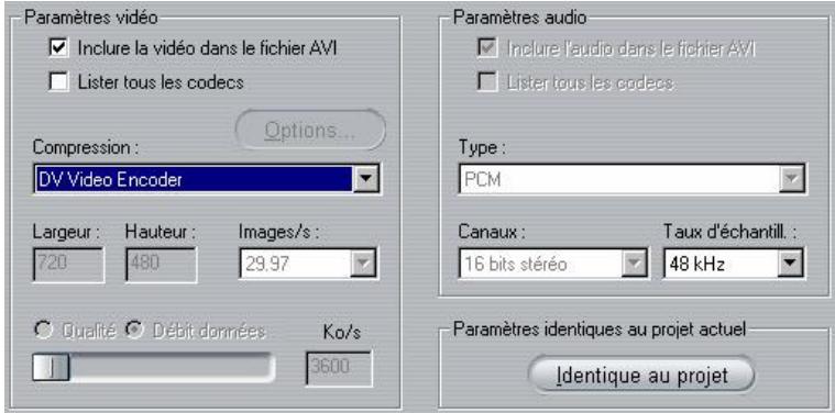 PINNACLE STUDIO9 - Paramètres pour créer un fichier AVI - 1