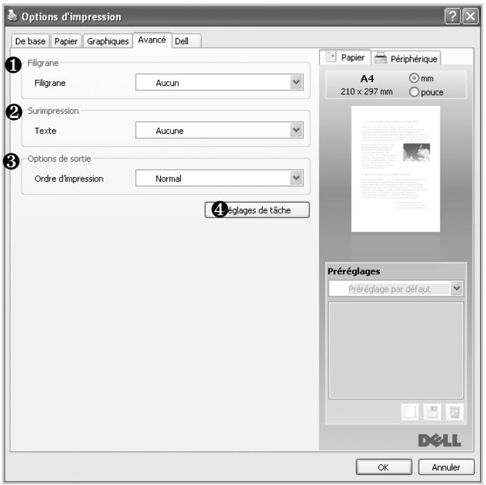 DELL 2355DN - Onglet avancé - 1