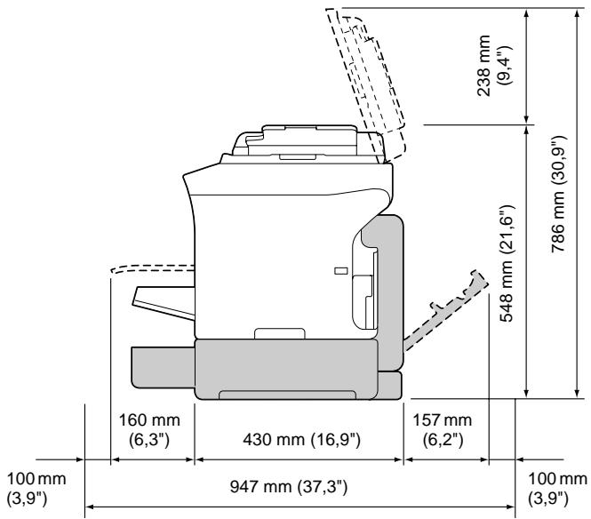 OKI MC160MFP - Espace requis - 3