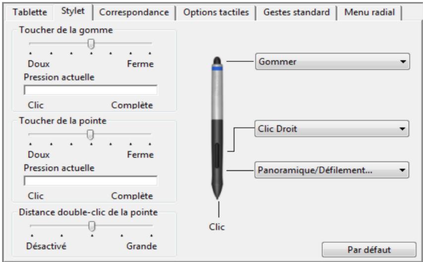 WACOM INTUOS 5 M, INTUOS 5 MEDIUM PEN ONLY, INTUOS 5 MEDIUM PEN&TOUCH, INTUOS 5 SMALL PEN&TOUCH, INTUOS 5 TOUCH L, INTUOS 5 TOUCH M, INTUOS 5 TOUCH S - RÉGLAGE DU TOUCHER DE LA POINTE ET DU DOUBLE-CLIC - 1