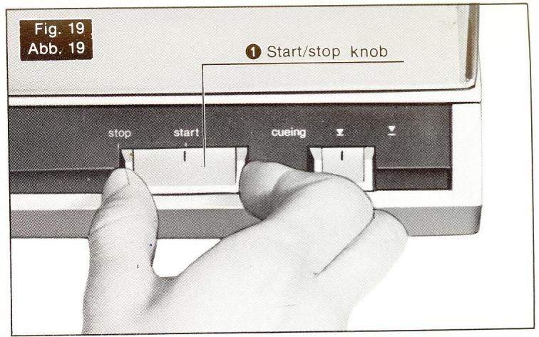 TECHNICS SL-231 - Déplacement de la touche marche/arrêt sur la position "start" (démarrage). (voir fig. 19.) - 2