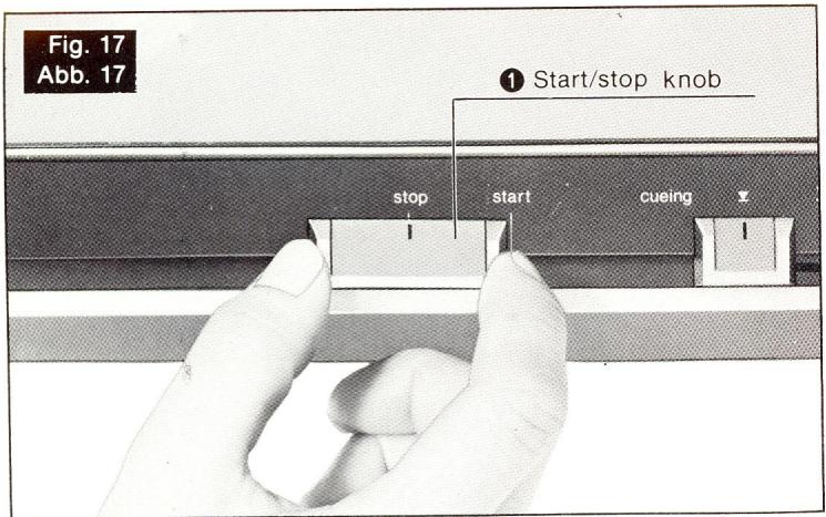 TECHNICS SL-231 - Déplacement de la touche marche/arrêt sur la position "start" (démarrage). (voir fig. 19.) - 1