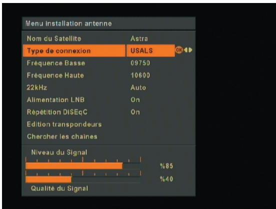 OPTEX FTA 2 - ORD 9540,  FRANSAT ORS 9945-HD - MENU USALS (dans le MENU antenne installation) - 1