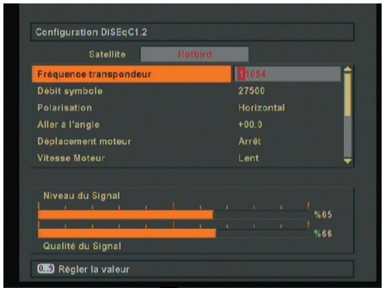 OPTEX FTA 2 - ORD 9540,  FRANSAT ORS 9945-HD - MENU diseqc 1.2 (dans le MENU antenne installation) - 2