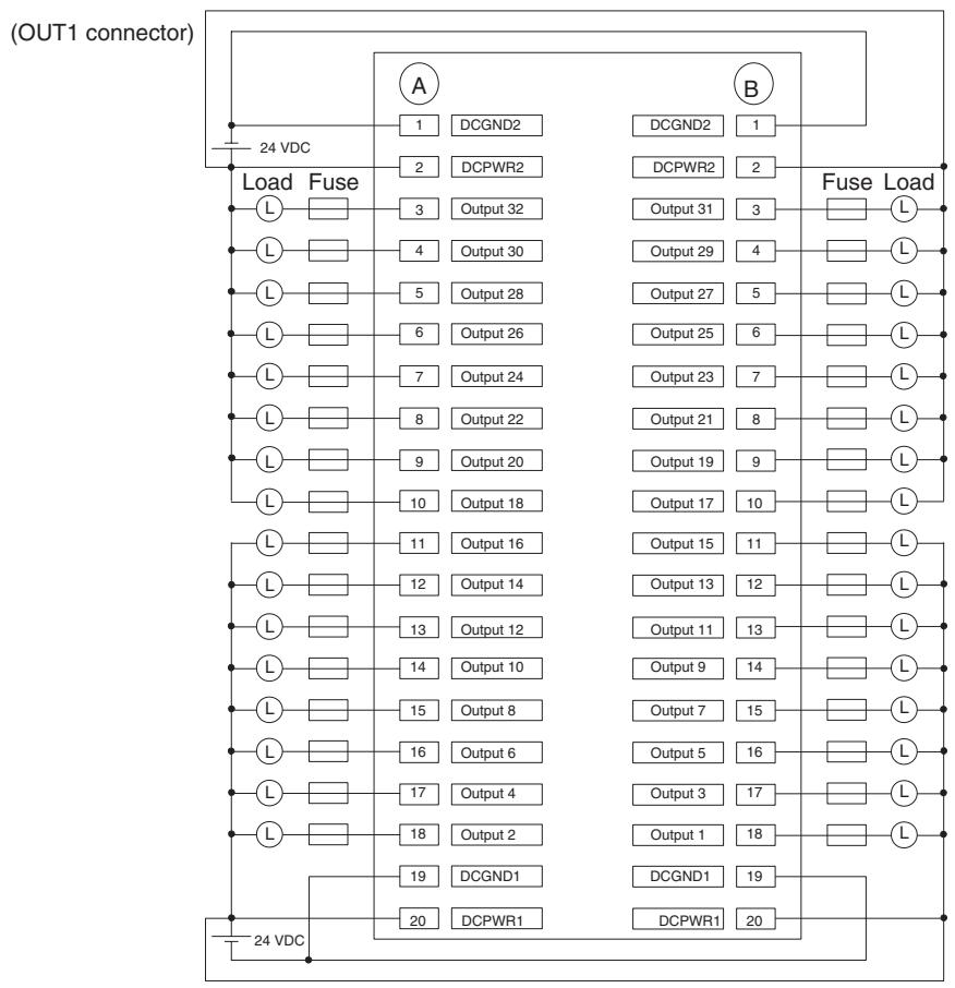 OMRON CJ1W-MCH71 - 64-point I/O module (IO2310) connector pin layout, signal names, and wiring example - 3