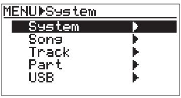 FOSTEX MR8 - 1) L'enregistreur étant arrêté, presse la touche [MENU] pour entrer dans le mode MENU. - 1