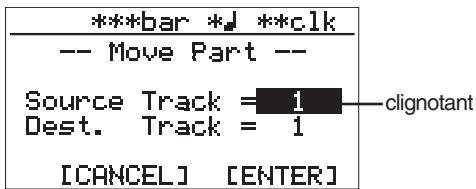 FOSTEX MR8 - 4) Avec la touche [CURSOR], sélectionnez "part" puis pressez la touche [ENTER]. - 1