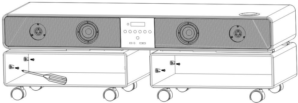 NESX NE-1803 - Montage des roulettes et des etageres - 2
