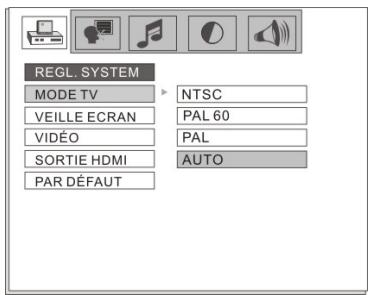 NESX NE-1803 - Configuration des menus - 1