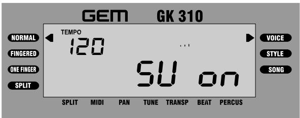 GEM GK 310 TEMPOR 120 5U on NORMAL FINGERED ONE FINGER SPLIT SPLIT MIDI PAN TUNE TRANSP BEAT PERCUS VOICE STYLE SONG