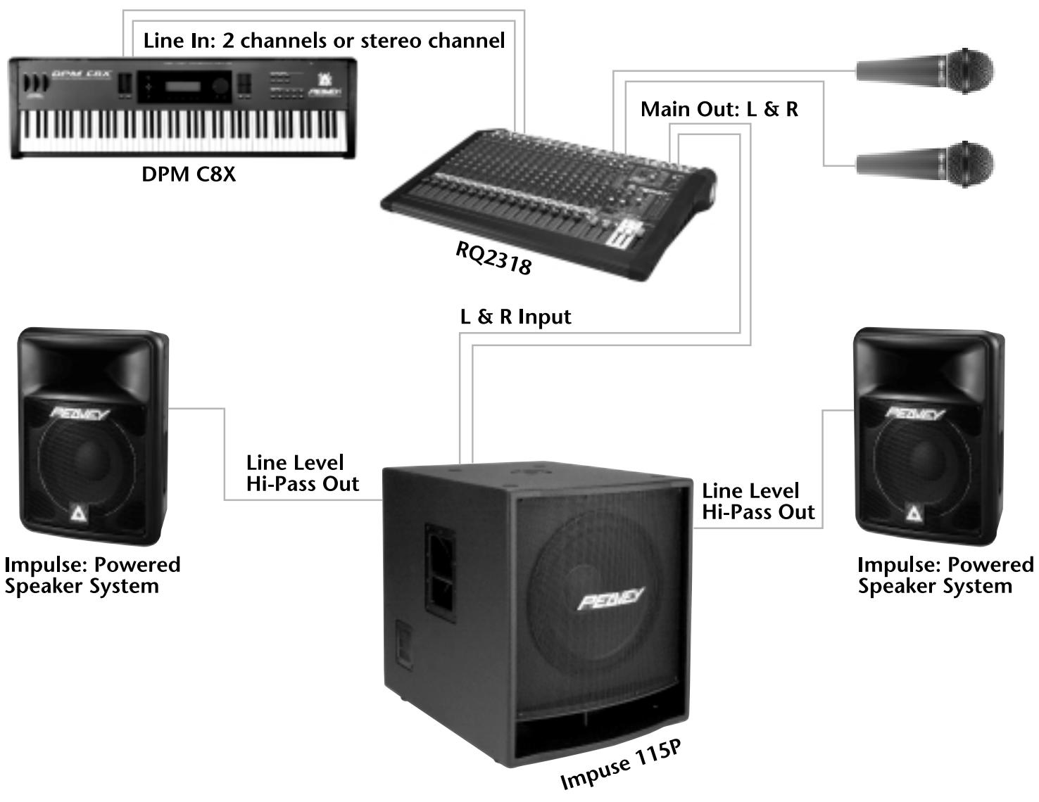 PEAVEY IMPULSE 115P - Live Application: Non-powered Mixer Subwoofer with Built-in Crossover - 1