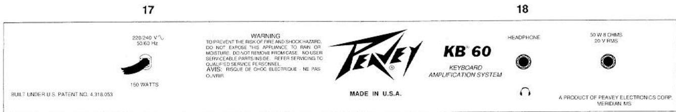 PEAVEY KB 60 - POWER SWITCH (interrupteur d'alimentation) (16) - 1