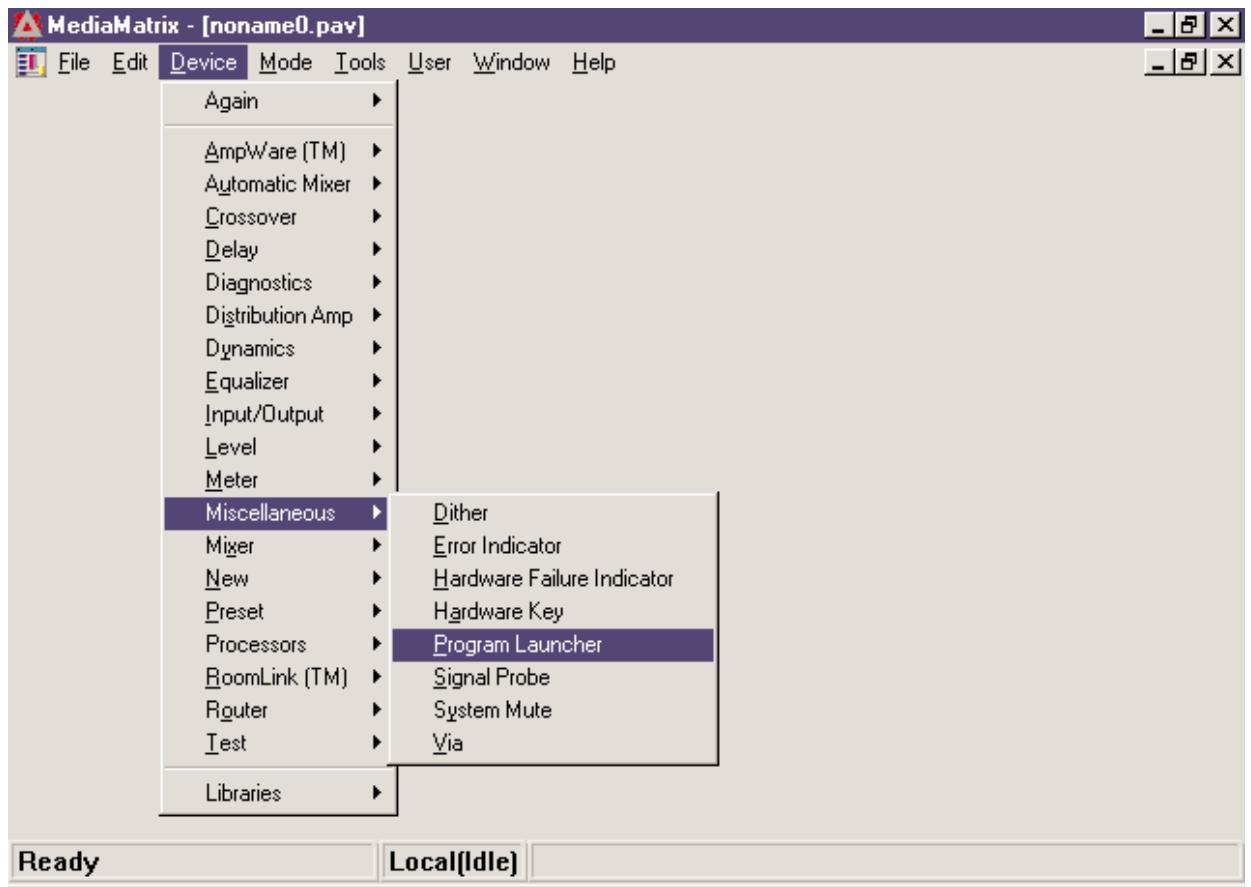 PEAVEY PAGEMATRIX - Utilización del MediaMatrix Program Launcher (iniciador de programas del sistema MediaMatrix) - 1