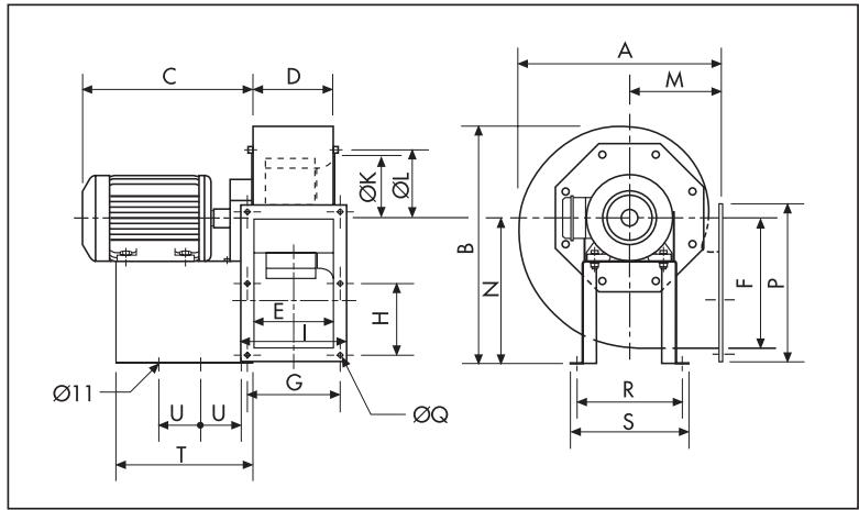 UNELVENT CMB/T - MOYENNE PRESSION - Dimensions (mm) - série 2 - 1
