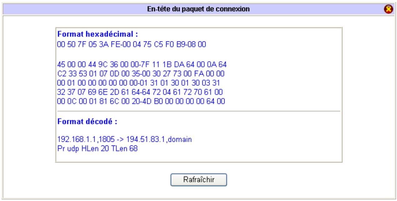 BEWAN VPN BOOSTER 32 - Visualisation de l'en-tête du paquet de connexion - 1