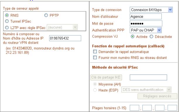 BEWAN VPN BOOSTER 32 - Paramètres d'appel sortant - 1