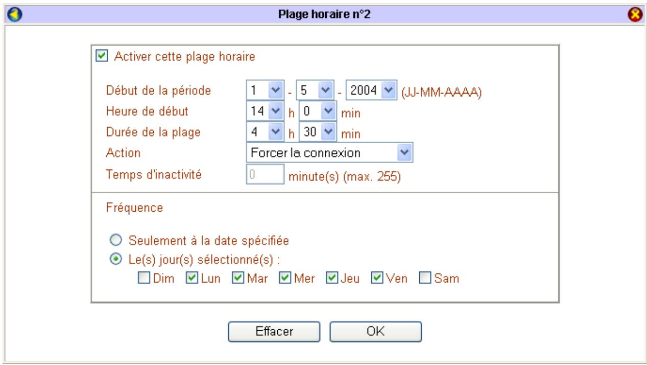 BEWAN VPN BOOSTER 32G - Exemple de paramétrage de plages horaires - 2