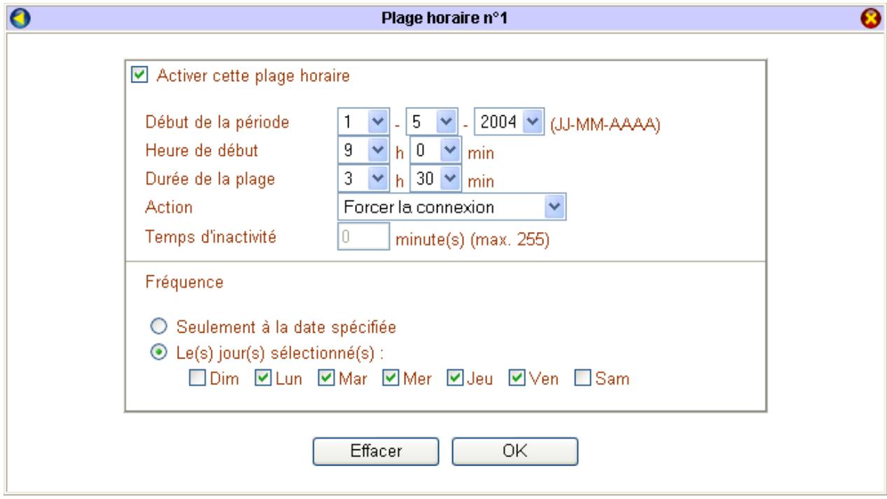 BEWAN VPN BOOSTER 32G - Exemple de paramétrage de plages horaires - 1