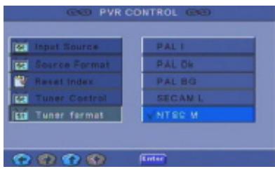 SIGMATEK PVR-800 - Choisir le format de tuner - 1
