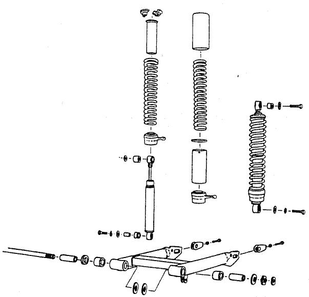 MZ ETZ 125 - Suspension de la bielle oscillante de roue arrête - 3