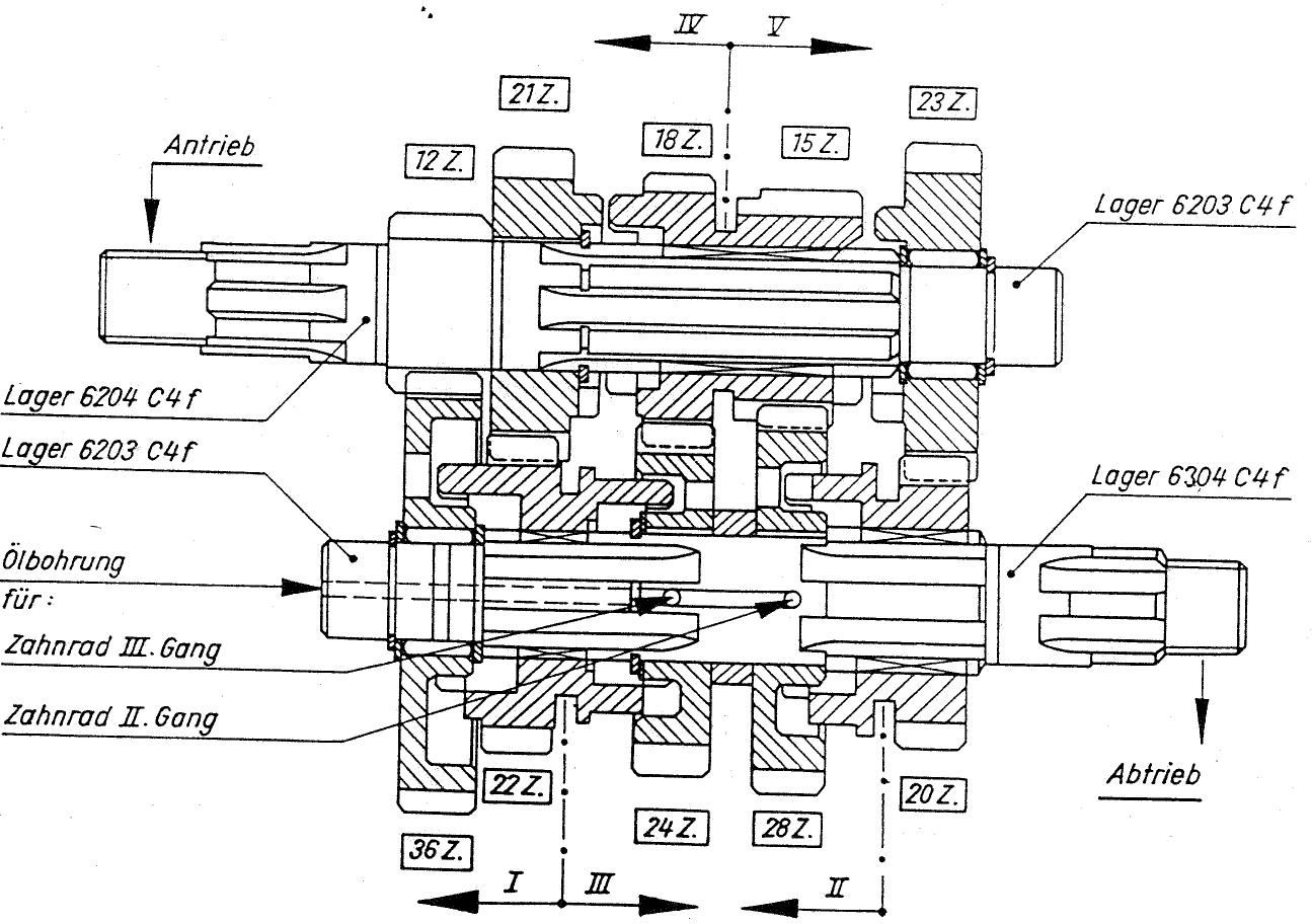 MZ ETZ 125 - Roues dentées, arbres et fourchettes de changement de vitesses - 2