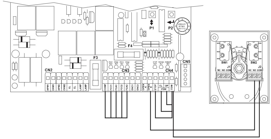 ADYX BAS 924 - Branchements pour l'ouverture accès piéton, 1 vantail sur le bornier J1 - 1